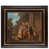 Festa in giardino / Firmato in basso a destra by Jan Josef Horemans the Younger, oil on canvas, offered Jun 2024