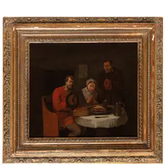 Egbert van Heemskerck II, Scena di interno / Monogrammato sul tavolo: HK, oil on panel