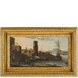 Adriaen van der Cabel, Veduta ideale di porto mediterraneo, oil on canvas