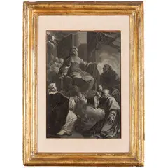 Francesco Monti, La Madonna consegna il Rosario a San Domenico, con Sant'Antonio da Padova e San Simone Stock, 1746 circa, oil on paper