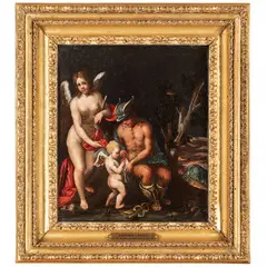 L'educazione di Cupido by Antonio Lagorio, oil on ardesia, offered Jun 2024