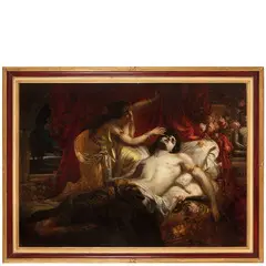 Ernst Nowak, Troppau, 1853 - Vienna, 1919 / Selene visita Endimione dormiente / Firmato E Novak in basso a destra, oil on canvas