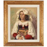 Alberto Salietti, Ravenna, 1892 - Chiavari, 1961 / Ragazza con abito popolare / Firmato Salietti e datato 46 in basso a sinistra, oil on panel