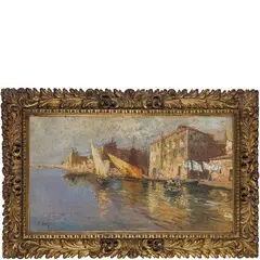 Leonardo Bazzaro, Milano, 1853 - Miazzina, 1937 / Riva San Domenico a Chioggia / Firmato L Bazzaro in basso a sinistra, oil on panel
