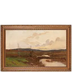 Lorenzo Gignous, Modena, 1862 - Porto Ceresio, 1958 / Paesaggio fluviale / Firmato L Gignous in basso a sinistra, oil on canvas