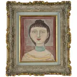 Massimo Campigli, Berlino 1895 - St. Tropez 1971 / Ritratto con collana verde, 1956, oil on canvas