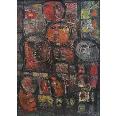 Fateh Moudarres, Aleppo 1922 - Damasco 1999 / Senza titolo, 1960, oil and foglia d'oro on canvas