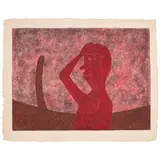 Busto en Rojo (Pereda 326) by Rufino Tamayo, 1984, Mixografía® in colors on handmade paper, sold Oct 2025