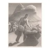 Grant Wood, Approaching Storm (Cole 19), 1940, Lithograph on wove paper with GCM watermark