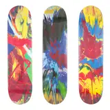 Damien Hirst, A Group of 5 Spin Skateboards, 2009, Three screenprints in colors on skateboard decks, each with the artist's printed signature