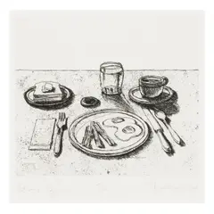 Wayne Thiebaud, Bacon and Eggs, from Delights, 1964, Etching on wove paper