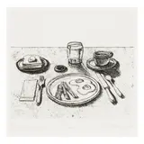 Wayne Thiebaud, Bacon and Eggs, from Delights, 1964, Etching on wove paper
