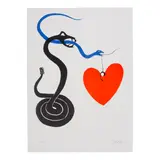 Alexander Calder, Le serpent au cœur, from Mois mondial du coeur, 1972, Lithograph in colors on Rives BFK paper