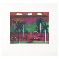 Red Lake by Carlos Almaraz, 1986, Etching and aquatint in colors on wove paper, sold Jun 2025
