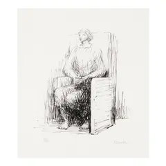 Seated Woman in Armchair (Cramer 295) by Henry Moore, 1973, Lithograph on japon Hosho paper, sold Jun 2025