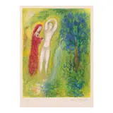 Marc Chagall, Daphnis et Chloé au Bord de la Fontaine, from Daphnis et Chloé (Mourlot 313, Cramer bk. 46), 1961, Lithograph in colors on Arches paper
