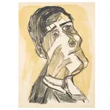 Oskar Kokoschka, Selbstbildnis von zwei Seiten (Wingler/Welz 163), 1923, Lithograph in colors on wove paper