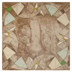 Barbara Hepworth, Landscape Sculpture, Ascher scarf design, 1947, Screenprint in colors on silk scarf