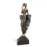 Erté, Femme Fatale, c. 1987, Bronze sculpture with gold leaf, blue, bronze and black patina and granite base, incised with artist's signature on the base