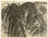 Franz Marc, Elch in phantastischer Umgebung (Hirsch in Landschaft), 1913, Bleistift, gewischt, auf Papier (aus einem Skizzenbuch)