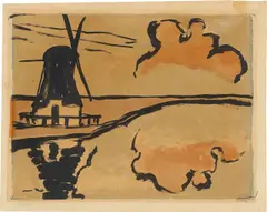 Emil Nolde, Mühle am Wasser, 1926, Farblithografie auf dünnem Papier