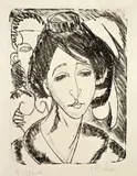Kopf Erna mit Frisur“ (Kopf Gerda mit Frisur) by Ernst Ludwig Kirchner, 1912, Lithographie auf Papier, sold May 2008