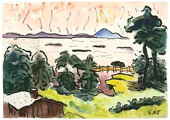 Lebasee bei Bollenz by Karl Schmidt-Rottluff, 1935, Aquarell und Tuschpinsel auf Fabriano-Velin, sold Nov 2012