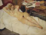 Willy Jaeckel, Liegender weiblicher Akt, Um 1924, Öl auf Leinwand