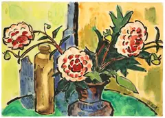 Pfingstrosen by Karl Schmidt-Rottluff, 1961, Aquarell und Tuschpinsel auf Papier, sold Nov 2011