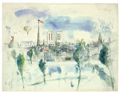 Wilhelm Thöny, Paris, Um 1931, Aquarell auf festem Büttenpapier