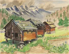 Max Pechstein, Bei Saas-Almagell, 1923, Aquarell über Kreide auf festem Velin