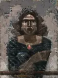 Hermann Glöckner, Bildnis Elli Bondi“ („Mädchenbildnis“), 1934, Mischtechnik auf Leinwand