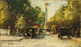 Lesser Ury, Siegesallee mit Siegessäule, Berlin, Um 1925, Öl auf Leinwand, auf Holz aufgezogen