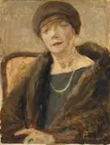 Max Liebermann, Bildnis Lola Leder (1892 – 1977) im Pelzmantel – Studie, 1922, Öl auf Holz