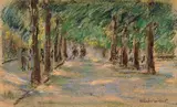 Max Liebermann, Allee mit Reitern“. 1920er Jahre, Pastell auf Papier