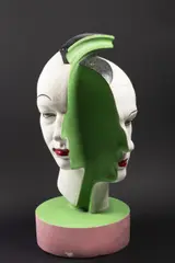 Otakar Švec, Voskovec a Werich, 1930s, polychromed plaster