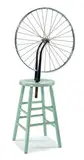 Marcel Duchamp, Bicycle Wheel, 1913 Prototype by Richard Pettibone, 1965, Painted wood stool, bicycle wheel rim, and forks, sold Mar 2015