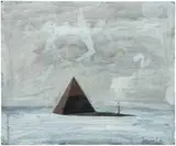 Nathan Oliveira, Figure and Pyramid, 1967, Gouache and graphite on paper