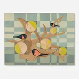 Richard Peter Hoffman, Tree Root and Birds, 1958, mixed media on paper