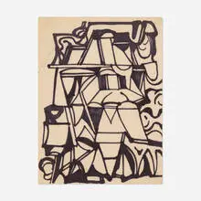 Abstraction by Nell Blaine, c. 1940, felt-tip marker on paper, sold Sep 2022