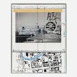 Christo, Wrapped Reichstag, Project for Berlin, 1994, collage with pencil, enamel paint, photograph by Wolfgang Volz, crayon, charcoal, map and tape on panel