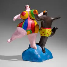 Les Baigneurs by Niki de Saint Phalle, c. 1980, painted polyester resin, sold Sep 2022