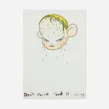 Yoshitomo Nara, Don't think 'bout it, 1997, felt-tip pen, colored pencil and colored crayon on paper