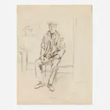 Elaine de Kooning, Walter Auerbach in His Studio, c. 1959, graphite on paper