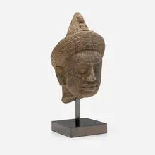 Khmer Style, Head of Vishnu, carved stone