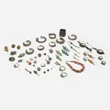 Tibetan and Mongolian, Collection of jewelry, silver, silver gilt, mixed metals, coral, turquoise, 18k gold, lapis lazuli, hardstone