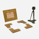 Collection of six tabletop accessories by Tiffany Studios, c. 1920, acid-etched and gilt bronze, patinated bronze, sold Jan 2026