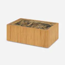 Robert Salleroli, Found object assemblage coffee table, c. 1975, various woods, glass, casters