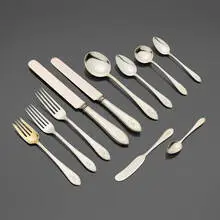 Tiffany & Co., Faneuil flatware service, sterling silver, sterling silver parcel-gilt, stainless steel