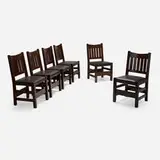 Gustav Stickley, V-back chairs model 354 1/2, set of six